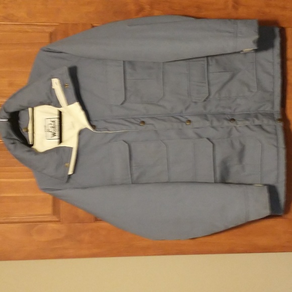 Woolrich woman's size L heavy quilted lined winter parka coat in periwinkle blue - Picture 3 of 16